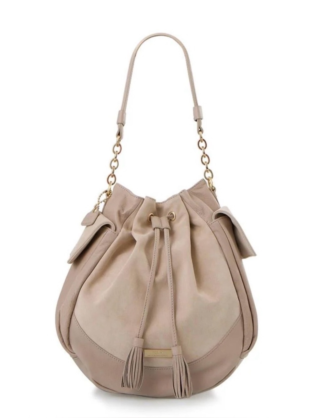 Heys Suede/Leather Drawstring Shoulder Bag